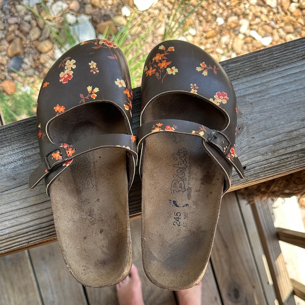 Birkenstock Brown Floral Mules